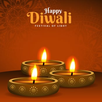 Happy Diwali fetival of lights celebration Indian Tradition background square banner vector