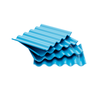 Blue Metallic Of Corrugated Iron For Roof Sheets 3d Illustration png
