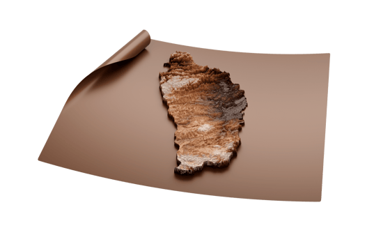 Map Of Dominica Old Style Brown On Unrolled Map Paper Sheet, 3D illustration png