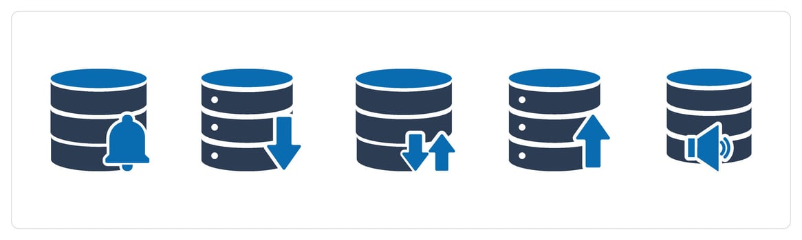 A set of 5 Internet icons as server notification, download server, vector