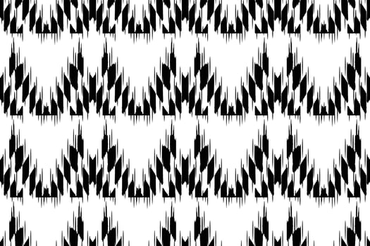 Beautiful Ethnic abstract ikat art. Zigzag motif pattern, Black White and Mexican style. Aztec geometric art ornament print.Design for carpet, wallpaper, clothing, wrapping,cover, textile vector