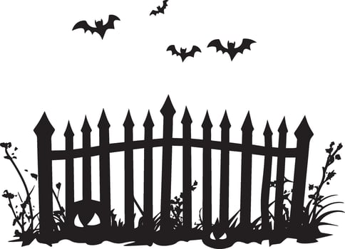 Halloween fence clean simple silhouette black vector