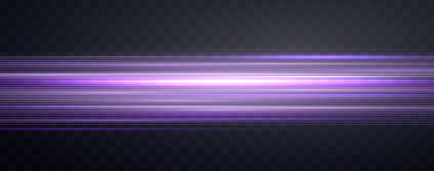 Speed rays, velocity light neon flow, zoom in motion effect, purple glow speed lines, colorful light trails, stripes. vector