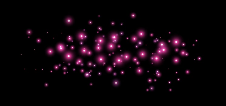 Pink glittering dots, particles, stars magic sparks. Glow flare light effect. Pink luminous points. vector