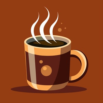 illustration of a cup of coffee on brown background vector