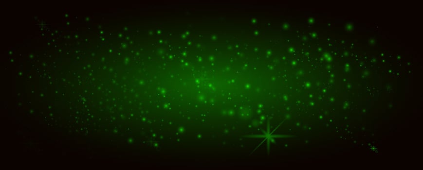 Glare light effect. Star Green dust, sparkles. Glowing stars, lights, sparkles, flashes. On a transparent background. Neon light. Night star vector