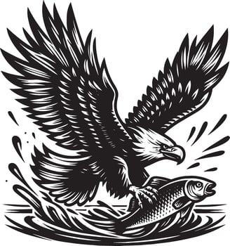 Silhouette eagle swooping to catch illustration vector