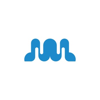 letter w abstract wavy loop ribbon blue logo vector