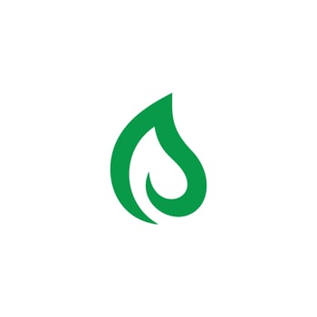 green leaf curves simple geometric logo vector