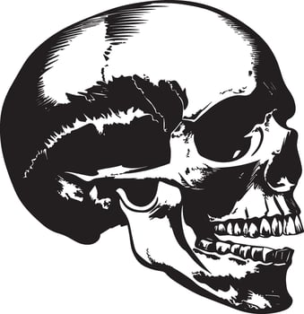 Skull skeleton head side view clean simple silhouette black vector