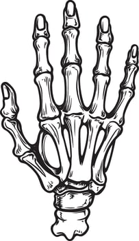 Skeleton hand for halloween linear black vector