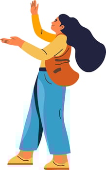 Woman raising hands illustration vector