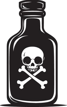 Poison Bottle skull and crossbones silhouette black vector
