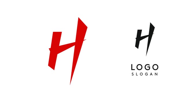 Simple brush pen letter H in Asian typographic style. Logo monogram for food and beverage packaging, Asian cuisine, restaurants, graphic design studios, and branding agencies. illustration. vector