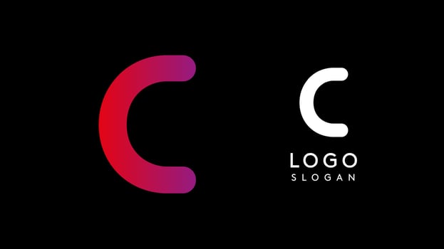 Minimalist geometric letter C, bold rounded icon style, futuristic cyber logotype for digital tech branding, EDM event, modern science and sci-fi technology identity. illustration vector