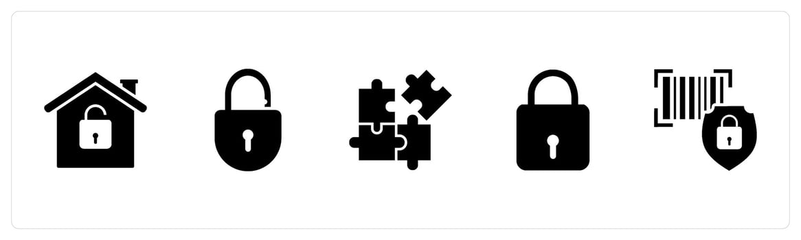 A set of 5 Business icons as bar code security, bar code, bar code safety vector