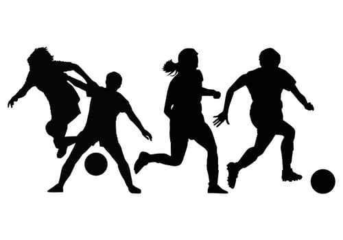 Silhouette soccer players collection illustration. vector
