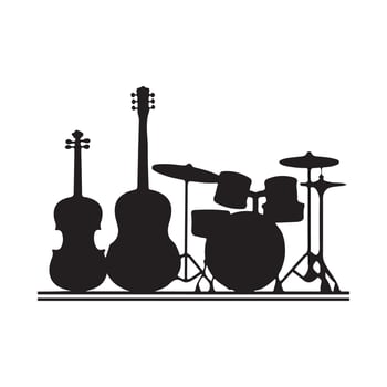 Minimalistic art music Instruments silhouette with white background vector