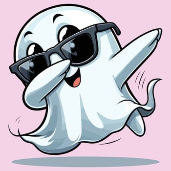 Halloween Cartoon Ghost in Sunglasses Doing Dab Pose Illustration vector
