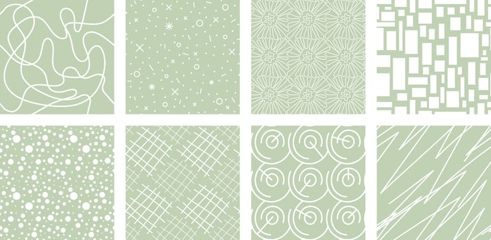 Neutrals color abstract seamless pattern set. Endless geometric linear basic shapes print. Trendy neutral colors aesthetic figures backgrounds. Pastel light green boho style light brown fabric texture vector