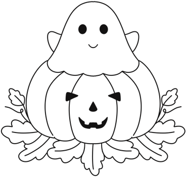 Halloween pumpkin and cute ghost doodle hand drawn png