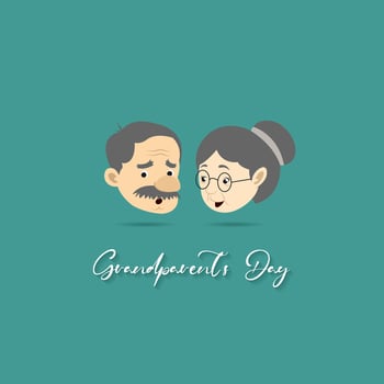 illustration of grandparents with dark hair, Grandparents Day Poster on 29 September vector
