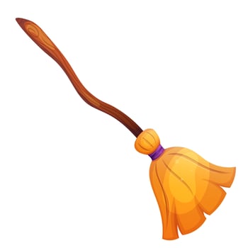 Cartoon halloween witch broom isolated on white. Magic broomstick illustration. vector