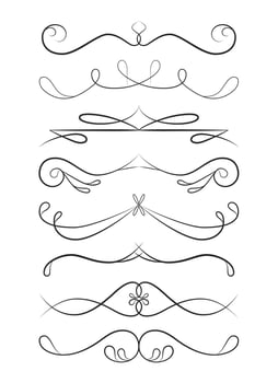 Elegant black swirl line dividers, decorative borders vector