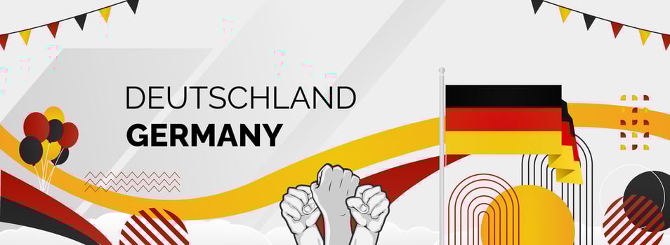 Creative German or Deutschland banner with interesting geometric and bauhaus ornaments vector