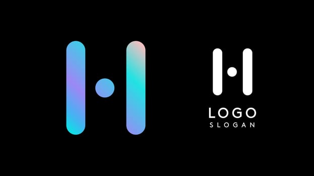Minimalist geometric letter H, bold rounded icon style, futuristic cyber logotype for digital tech branding, EDM event, modern science and sci-fi technology identity. illustration vector