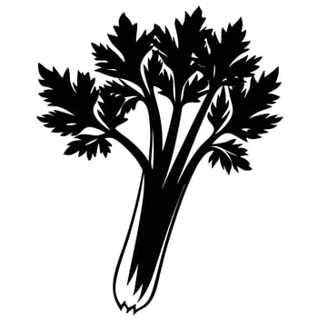 A black and white illustration of a celery plant vector