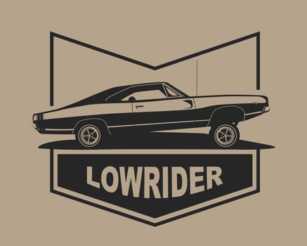 Low rider car label. American muscle vintage lowrider. vector