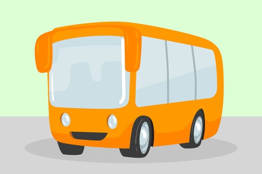 Yellow school bus isolated. Cartoon style. illustration. vector