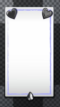 Chrome Heart Frame Stories Template. Shiny Metallic Silver Design with Elegant Highlights for Social Media, Invitations, and Modern Aesthetic. vector