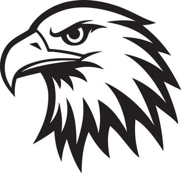 An eagle head is shown in black and white vector