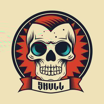 Skull with red hair and blue eyes vector