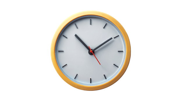 Gold clock icon on a black background, time and punctuality management concept. png