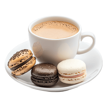 Coffee cup and macaroons transparent background png