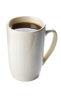 White coffee cup filled with black coffee on a black background, hot beverage and morning refreshment. png