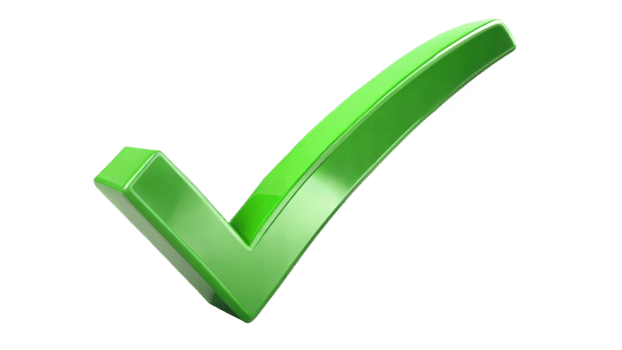 Green checkmark icon on a black background, symbol of confirmation and validation. png
