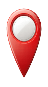 Red location pin icon on a black background, symbol of direction and positioning. png