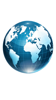 Globe icon on a black background, symbol of global communication and geography. png