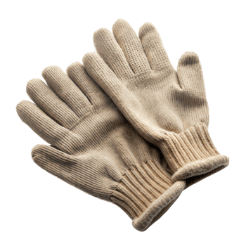 Pair of work gloves on a black background, symbol of safety and hand protection. png