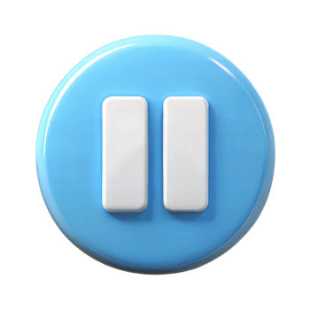 Blue pause button icon on black background, symbolizing media control and functionality. png