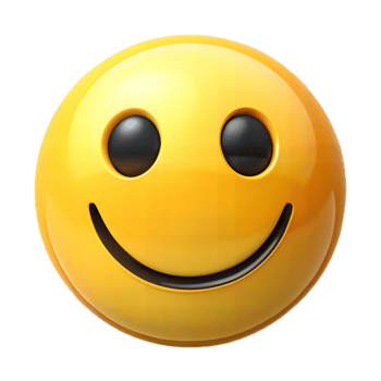 Yellow smiling emoji icon isolated on black, symbolizing positivity and online communication. png