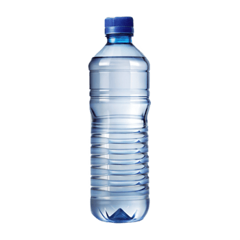 Clear plastic water bottle filled with water for hydration and drinking purposes. png