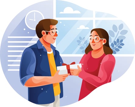 Man giving to his woman a gift box vector