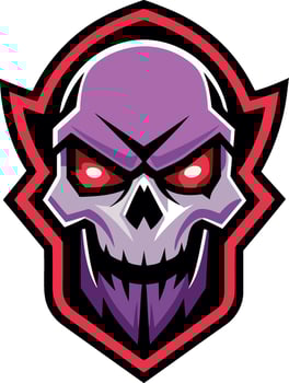 A purple skull with red eyes and a red mouth vector