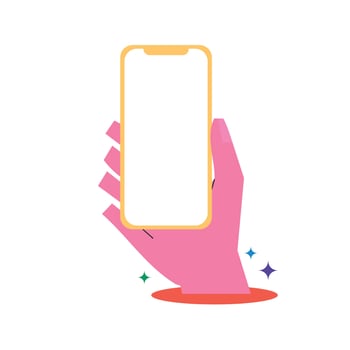 Illustration hand hold phone retro vector
