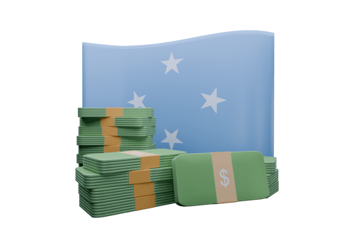 Breathtaking 3D render illustration of Micronesia flag and currency called Dollar png